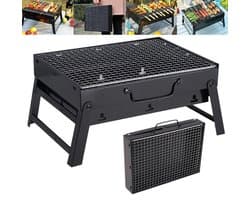 IBBO Shop - Opvouwbare BBQ -Draagbare opvouwbare grill met rooster -Portable Vouw Barbecue - Festival BBQ - Camping - Tafel - Zomer - Rechthoekig - 40 x 27 x 20cm - Zwart