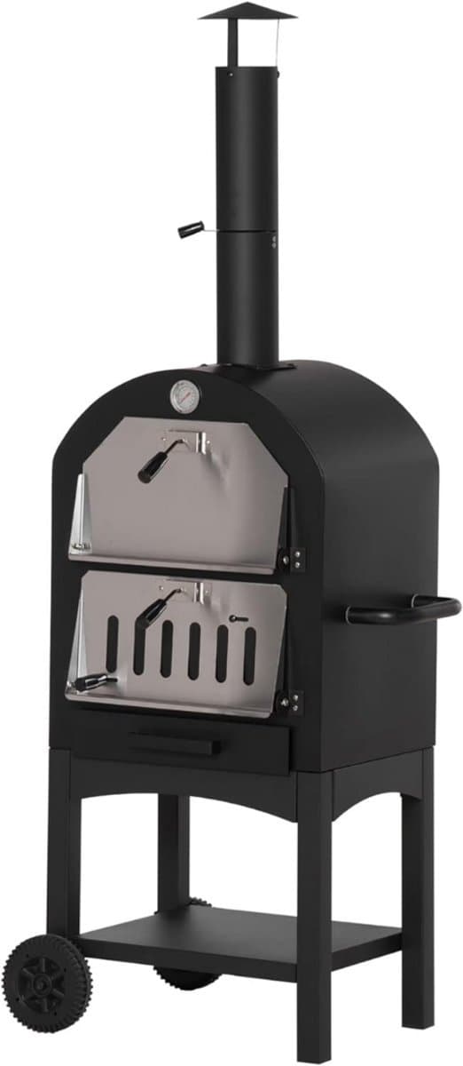 Thuys – Pizza Oven Buiten – Pellet Pizza Oven – Houtgestookte – 54 x 161 x 161cm – Zwart — afbeelding 1