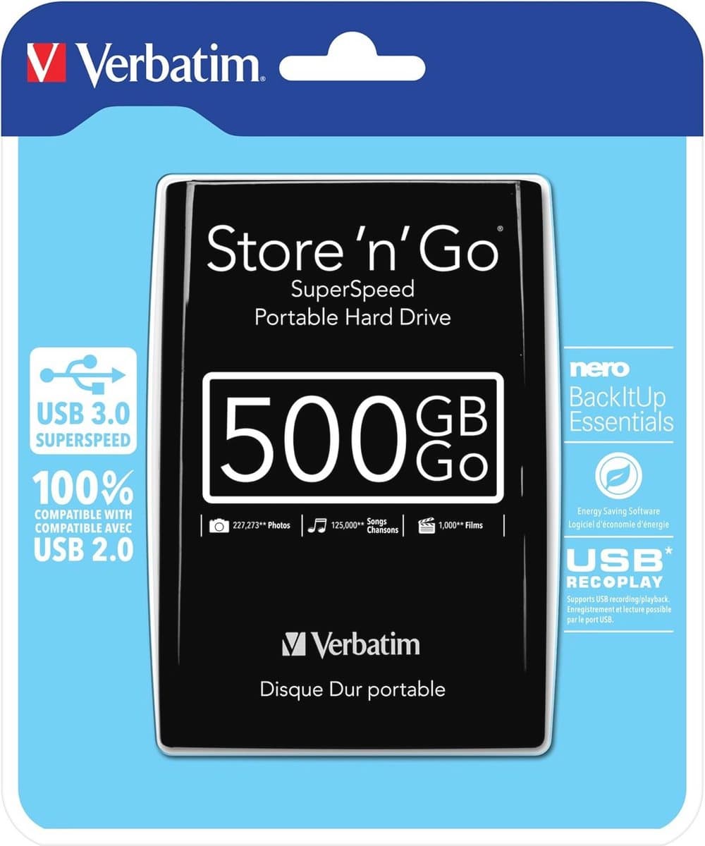 500 GB USB 3.0 Externe Harde Schijf in Zwart — afbeelding 1