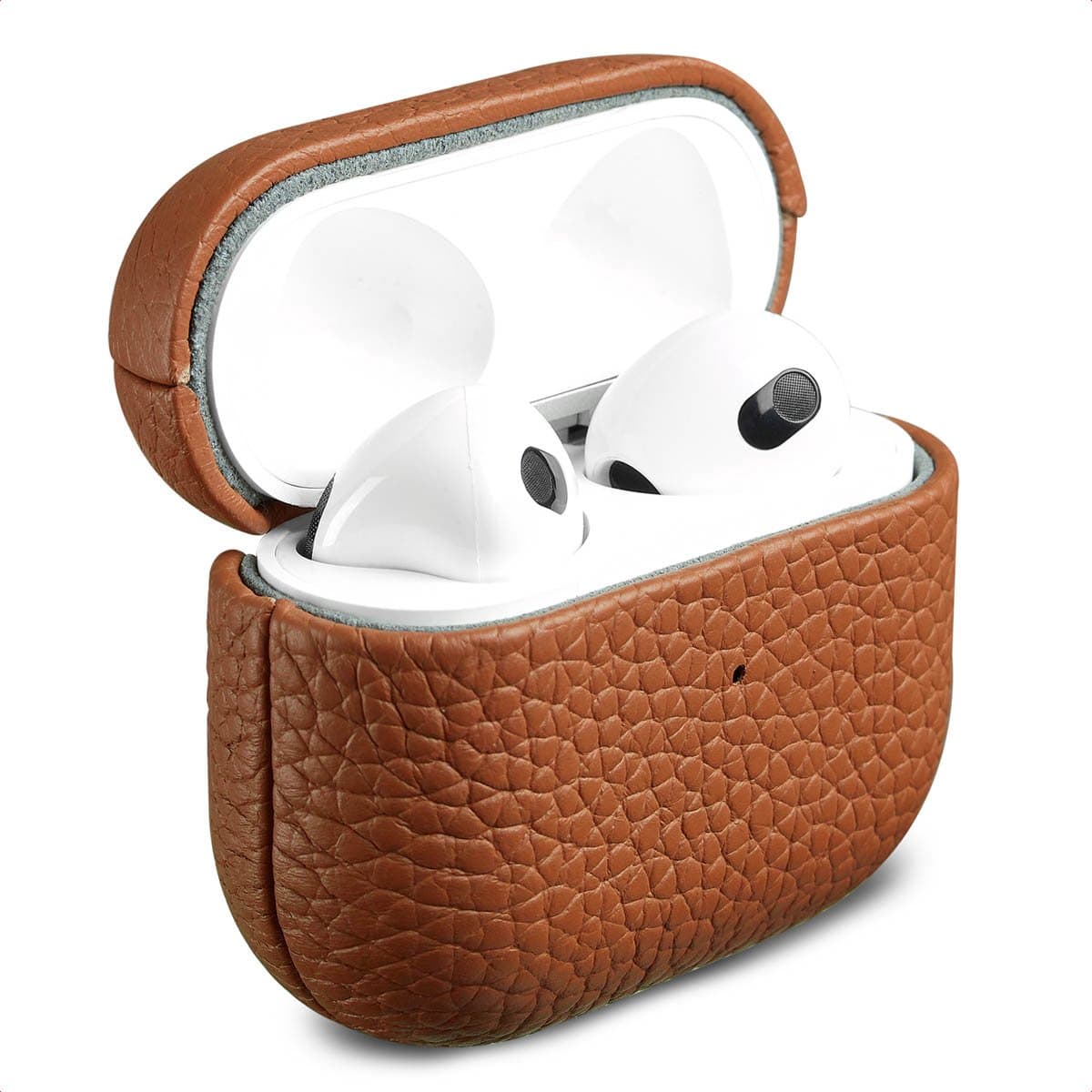 Accezz Echt Leren Case - Hoesje geschikt voor AirPods 3 (2021) - Cognac — afbeelding 1