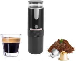 Koffiemachine voor onderweg met capsules en poedercontainer - Ideaal voor op reis - Handmatige espressomaker