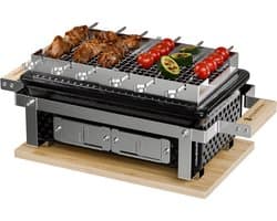 KitchenBrothers Kamado Hibachi Grill - Met Grillrek en Stokjes - Houtskool Barbecue - PFAS-vrij - Shichirin Tafelgrill - Rechthoekige BBQ - Keramische Barbecue - Zwart