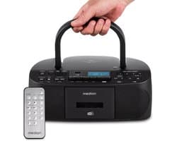MEDION DRX-1 Plus Boombox (draagbare DAB+ & FM-radio, Bluetooth, cd-speler, MP3, cassette, hoofdtelefoonaansluiting, stereo, AUX, netstroom & batterijen) zwart