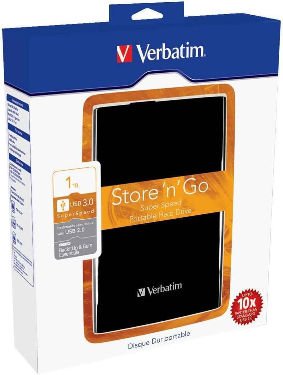 Draagbare Externe Harde Schijf 1TB USB 3.0 Compact Zwart — afbeelding 1