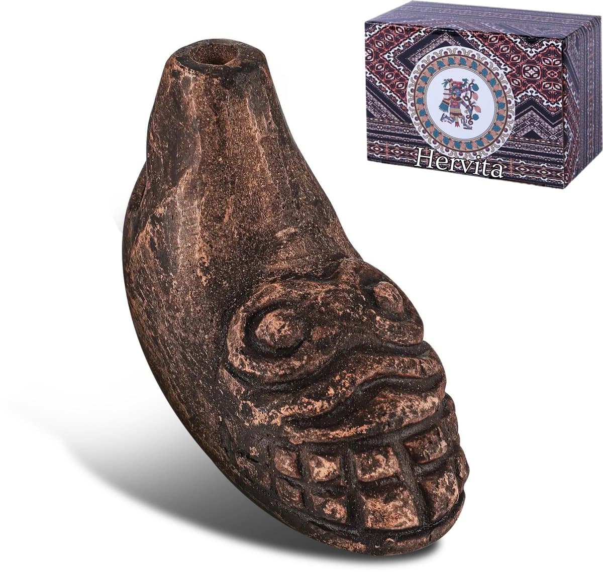 Aztec Death Whistle - Traditioneel Doodshoofd - Schreeuwende Fluit - Handgemaakt - Tot 120 Decibel - Azteekse Doodsfluit — afbeelding 1