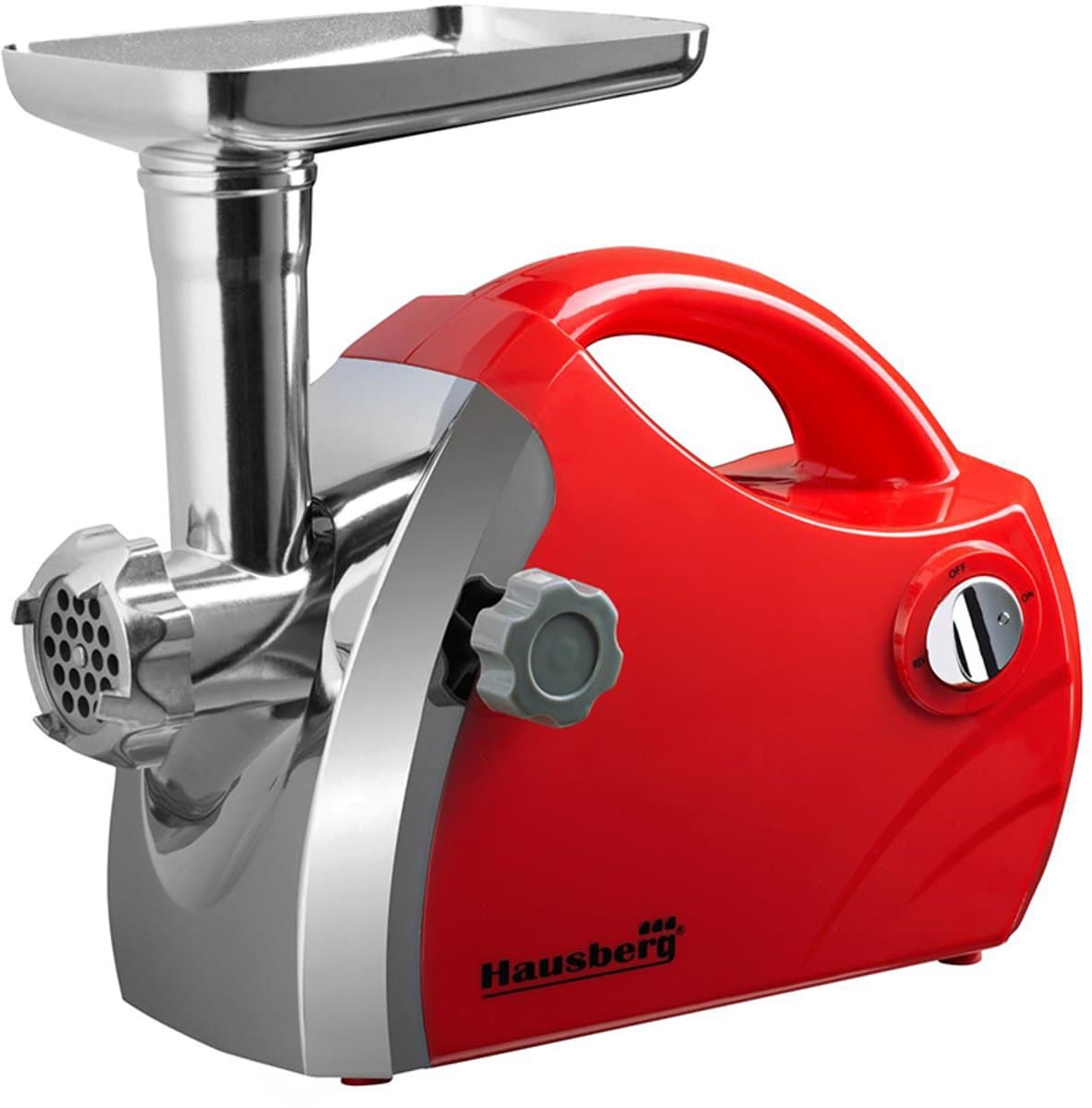 Hausberg HB-3430RS Elektrische Vleesmolen 1800 W | Rood Gehaktmolen Met 3 Snijplaten & Reverse-functie – RVS Messen & Accessoires — afbeelding 1