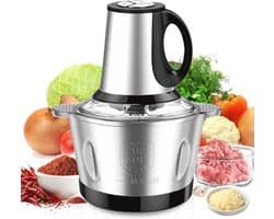 600 W Mini Food Chopper met 2 L RVS Kom - Drie Snelheden voor Keuken, Babyvoeding en Dierenvoeding