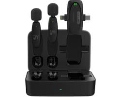 imoshion 2-pack Draadloze Microfoon met Oplaadcase - Geschikt voor o.a. USB-C & AUX - Bluetooth Mini Microfoon - Podcast Microfoon