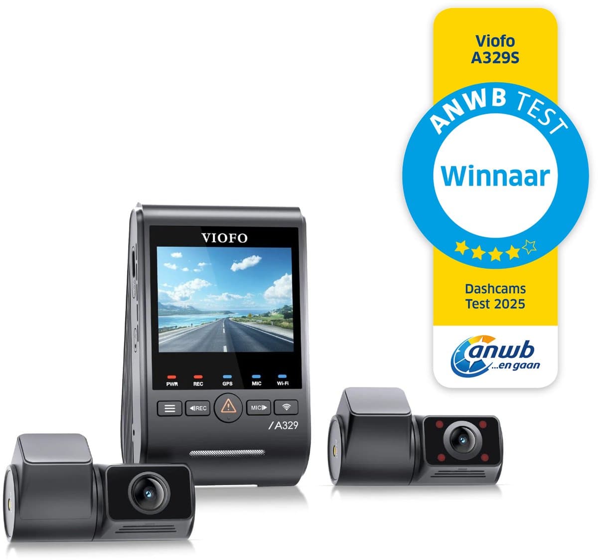 VIOFO A329S 3CH - 4K 60FPS Dashcam - Inclusief CPL filter, achter- en interieurcamera - 2025 — afbeelding 1