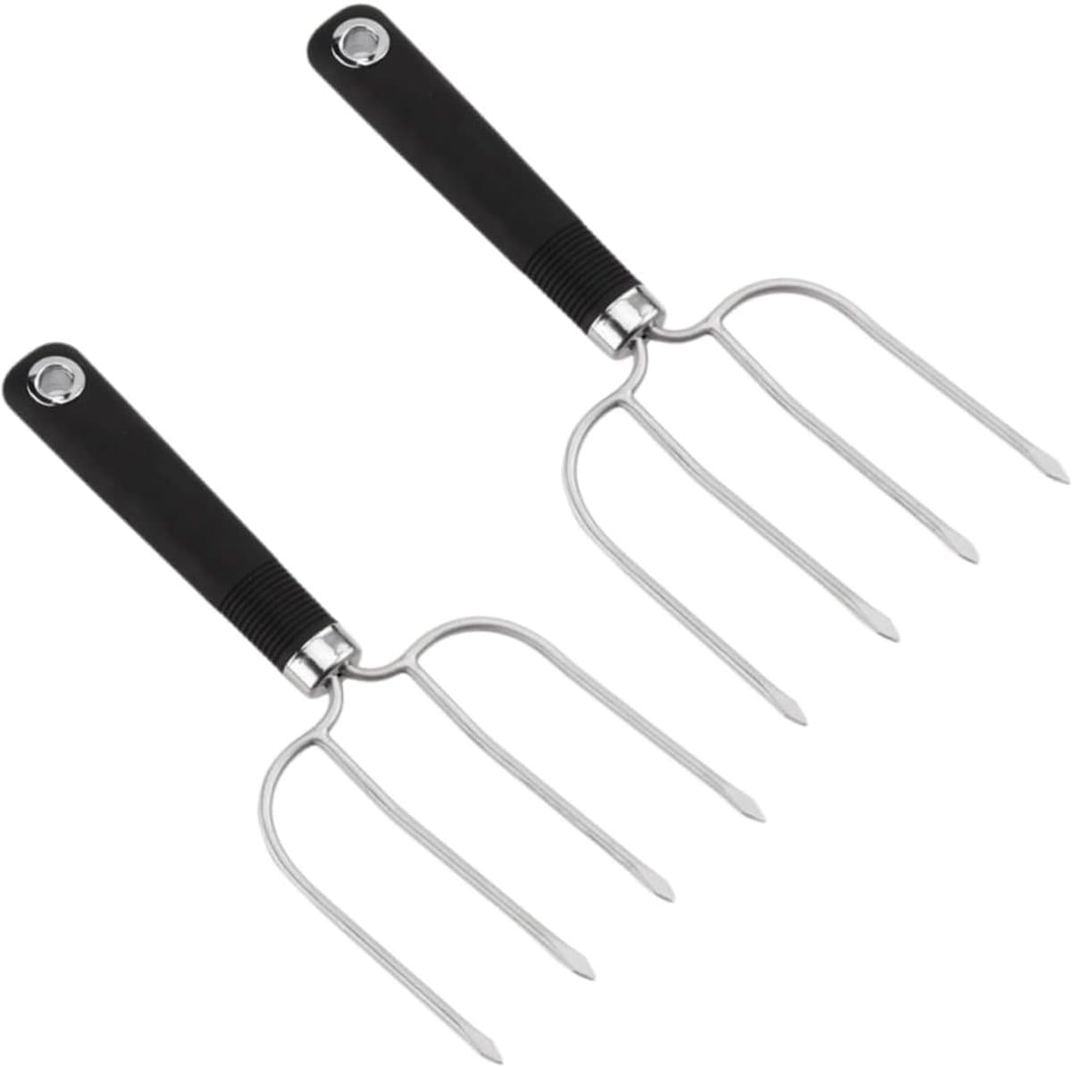 2 Stuks Roestvrijstalen Kalkoenvorken Bbq-braadvorken Met 4 Spatelpunten Robuuste Kalkoenlifters Voor Eenvoudig Snijden — afbeelding 1