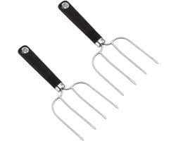 2 Stuks Roestvrijstalen Kalkoenvorken Bbq-braadvorken Met 4 Spatelpunten Robuuste Kalkoenlifters Voor Eenvoudig Snijden