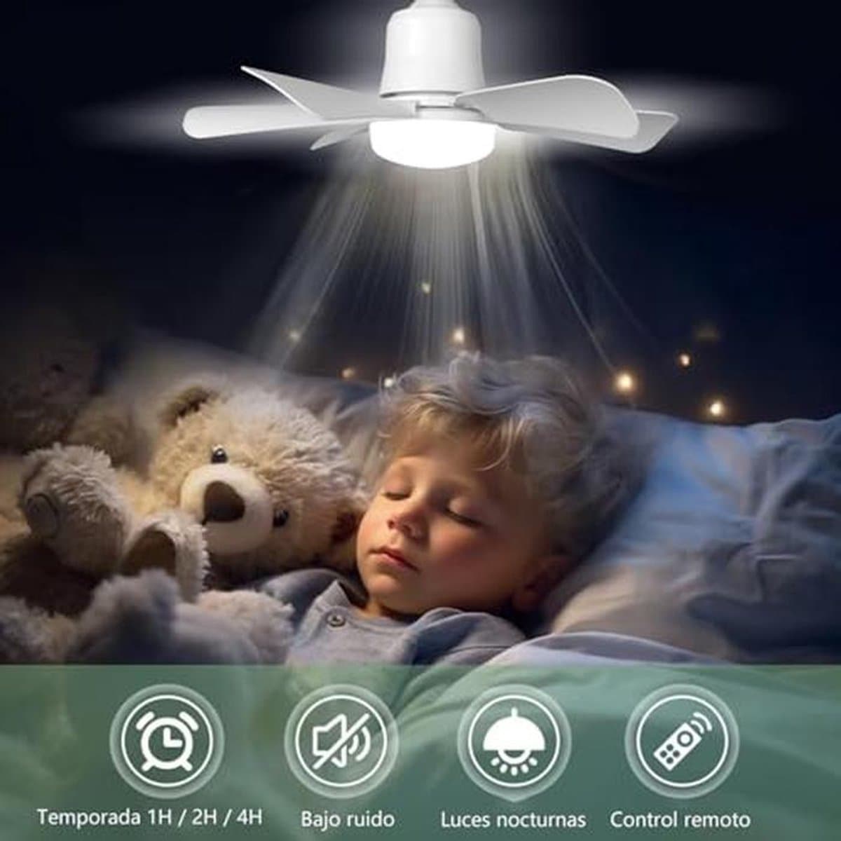 Dimbare Plafondventilator 30W met E27-fitting en 3 Snelheden — afbeelding 1