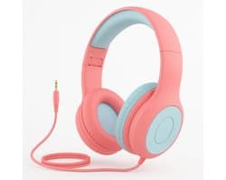 Intelectro Koptelefoon voor Kinderen - Veiligheid en Plezier in Eén! - Hoogwaardige Stereogeluid - Comfortabele Draagervaring - HD Microfoon - Volumeregeling - Brede Compatibiliteit en Audio Delen - Roze/Blauw - Levering Sneller dan Aangegeven!