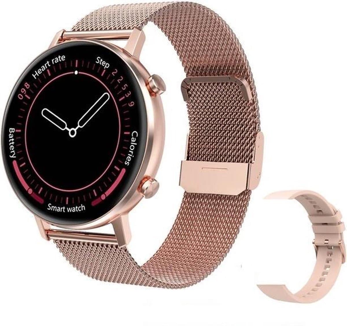 DrPhone DTX-2 - Hybrid Smartwatch 42mm voor Mannen en Vrouwen Aluminium + Retina Horloge - 360x360 Kleurenscherm - RoséGoud — afbeelding 1