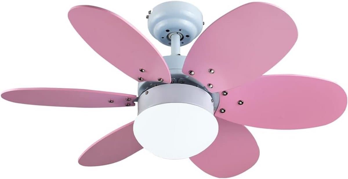Witte Plafondventilator met Verlichting - Stille Ventilator met Omkeerbare Bladen — afbeelding 1