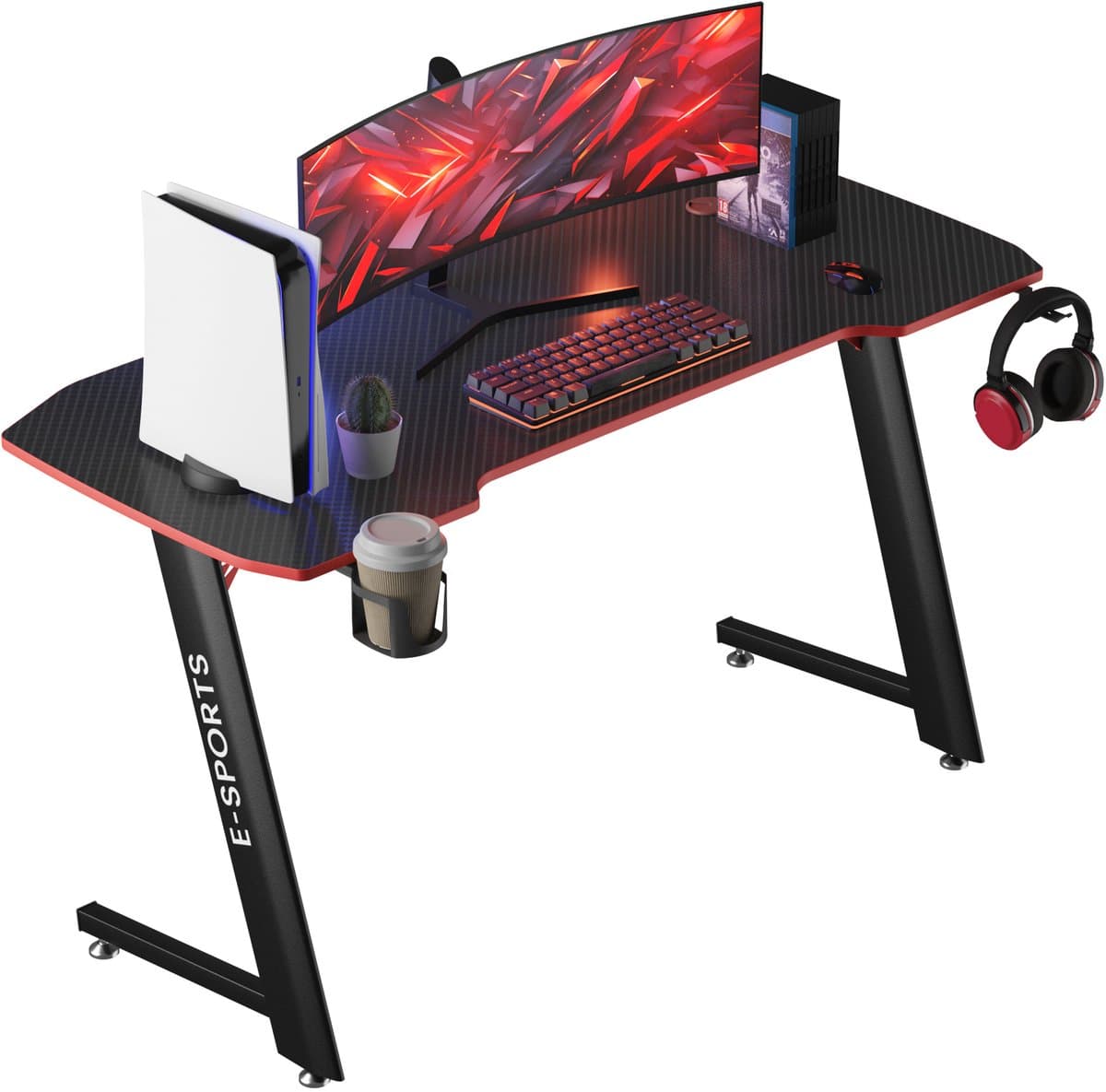 Avalo Gaming Bureau - 120x60x75 cm - Game Desk - Tafel - Game Bureau - Zwart — afbeelding 1