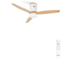 CREATE - Plafondventilator 40W silent Ø132 cm - Met Verlichting drie temperaturen - Met Afstandsbediening - 6 Snelheden - Timer - Zomer/Winter functie - Wit - WIND CALM