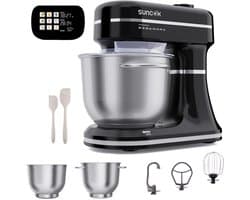 SUNCOK Keukenmixer, Keukenmachine, Slim aanraakpaneel, met 2 roestvrijstalen mengkommen: 4,5 l en 5,5 l. Krachtige motor van 1500 W, geluidsniveau 59 dB. Blender, geschikt voor bakken en deeg kneden.