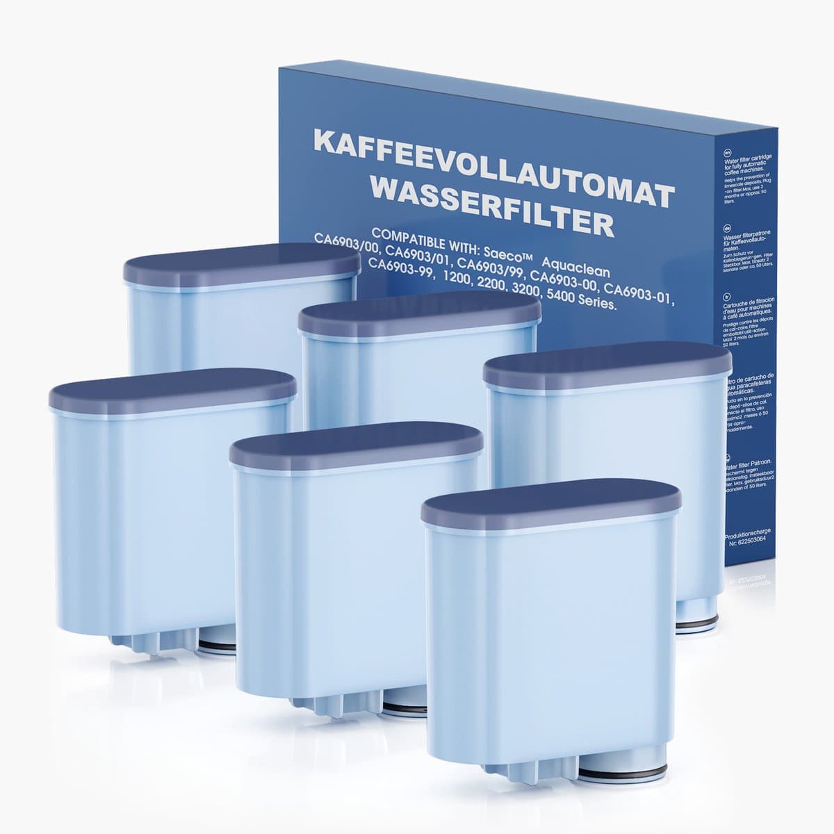 6x Mutital Waterfilter voor Philips Saeco - Filterpatroon voor Koffiemachine - Compatibel met CA6903 AquaClean LatteGo - 3 Maanden per Filter — afbeelding 1