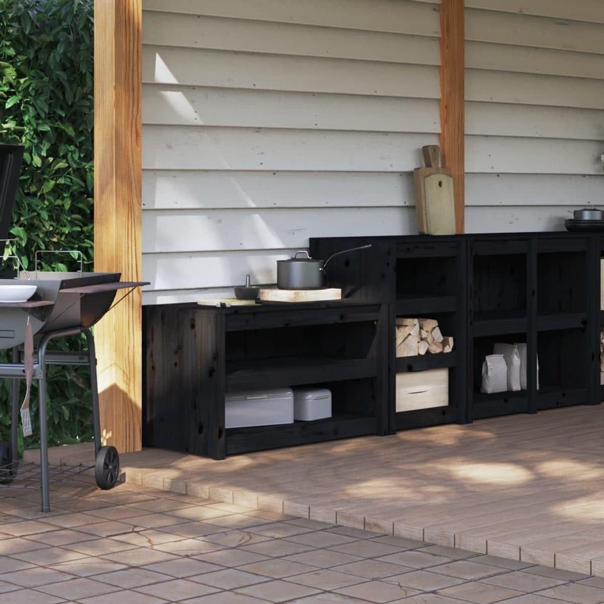 Buitenkeuken Kasten - Keuken Opslag - Tuin Koken - Modulair Ontwerp - 2 Stuks - Zwart — afbeelding 1