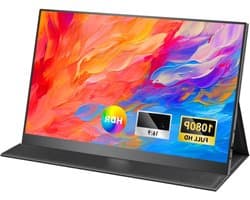 Aurixi® Draagbare Monitor voor Laptop – Portable Monitor 15,6 Inch – Draagbaar Scherm 1080FHD – HDMI / USB C – Extra Scherm Laptop – Laptop Scherm Uitbreider – Energiezuinig – ps5 Monitor - Tweede Scherm Laptop - Zwart -41cm x 27cm x 6cm