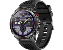 Knobbout 1.46” Scherm (3.7cm) GPS Outdoor Smartwatch – 6 Satelliet Positionering - Kompas & Hoogtemeter -LED-zaklamp - Hartslag & SpO₂, 30 m Waterdicht - 540mAh Batterij, Bluetooth 5.3- Zwart