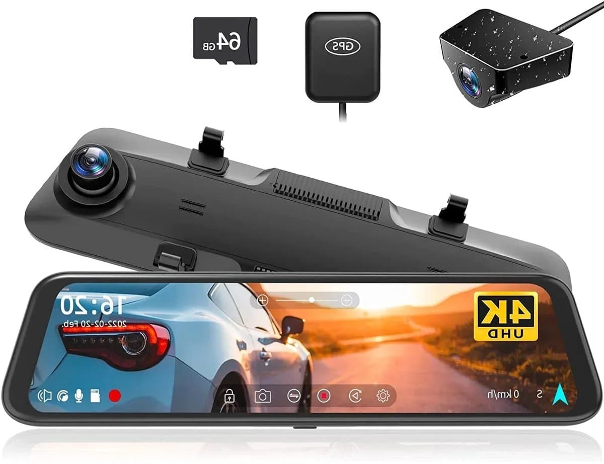 Dashcam Spiegel - Dashcam voor Auto – 12" - Touchscreen - GPS Navigatie – 24K - Achtercamera – Nachtzicht – Parkeermodus – WDR – 170° Groothoek — afbeelding 1