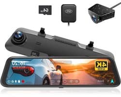 Dashcam Spiegel - Dashcam voor Auto – 12" - Touchscreen - GPS Navigatie – 24K - Achtercamera – Nachtzicht – Parkeermodus – WDR – 170° Groothoek