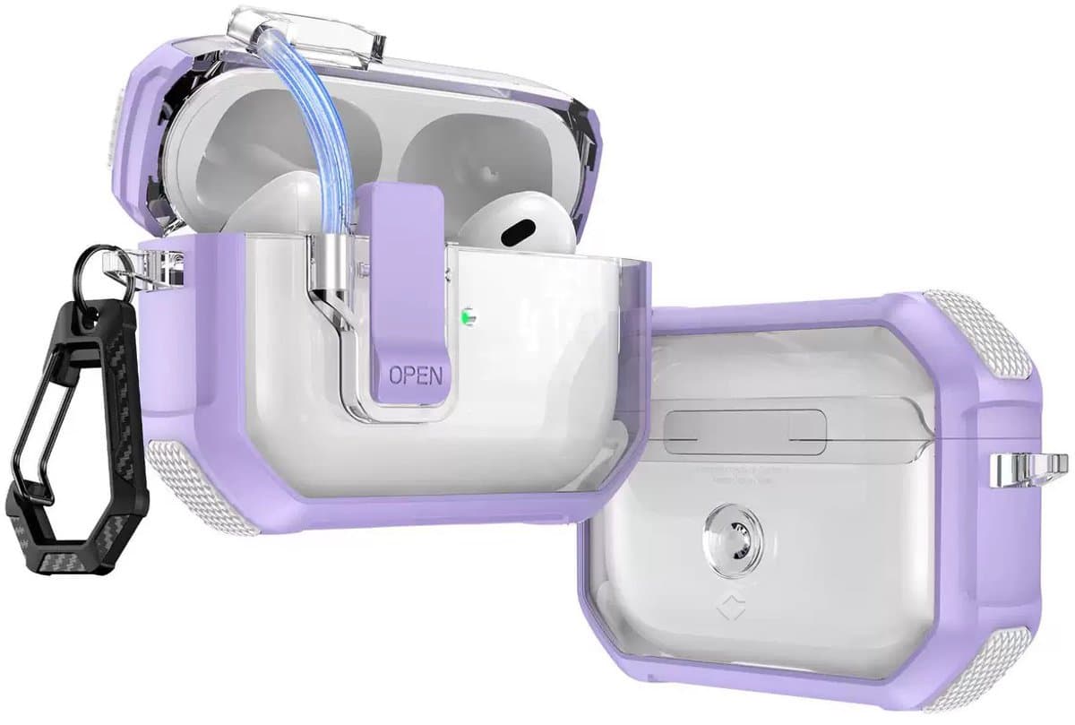 Coverzs TPU Rugged case met lock geschikt voor AirPods 4 - TPU Hoesje - Hoesje met slot - Optimale bescherming & Veiligheid — afbeelding 1