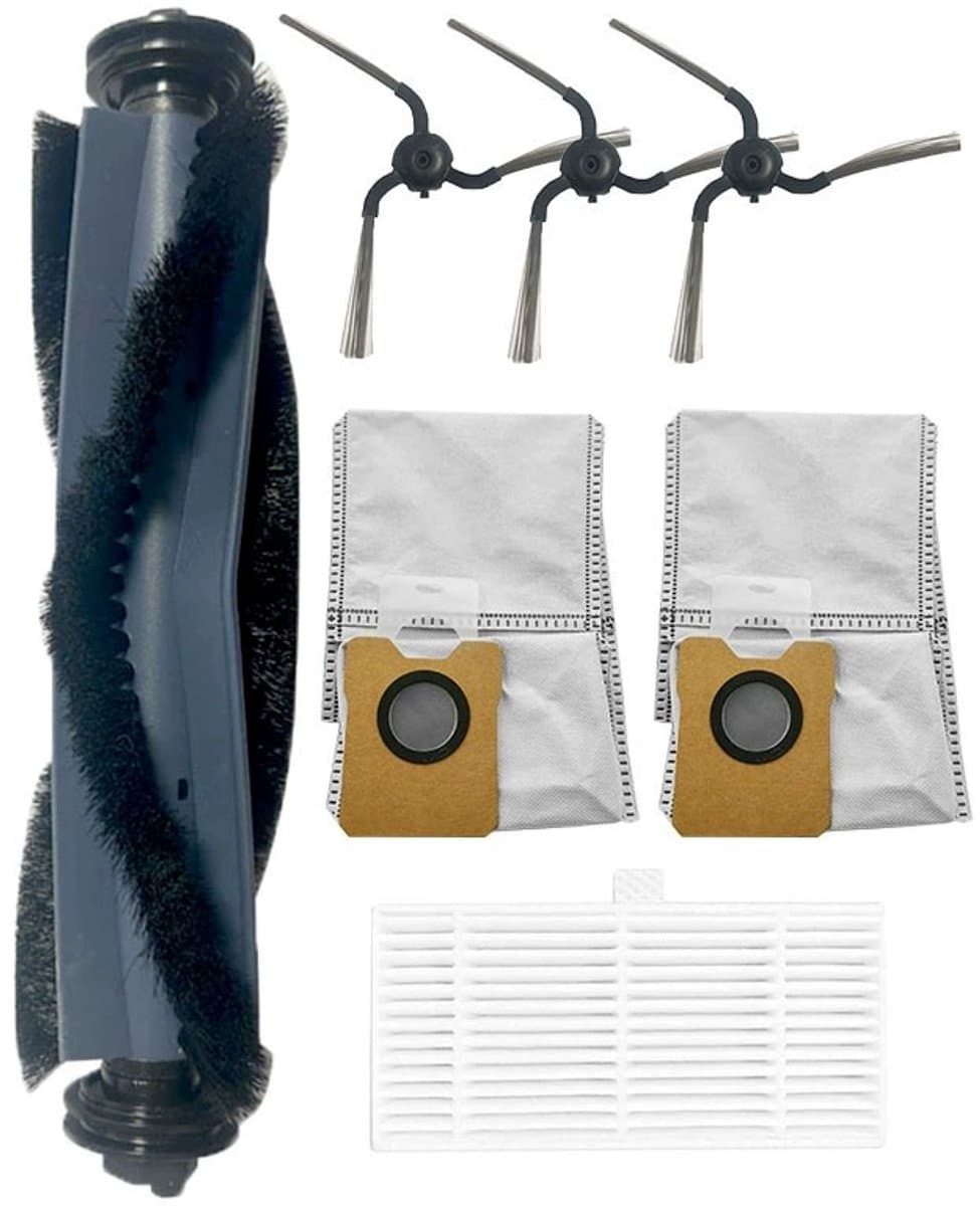 8-delige vervangende accessoirekit — Compatibel met Eufy C10 robotstofzuiger (accessoireset), inclusief: 1 rolborstel, 2 HEPA-filters, 3 zijborstels, 2 stofzakken — afbeelding 1