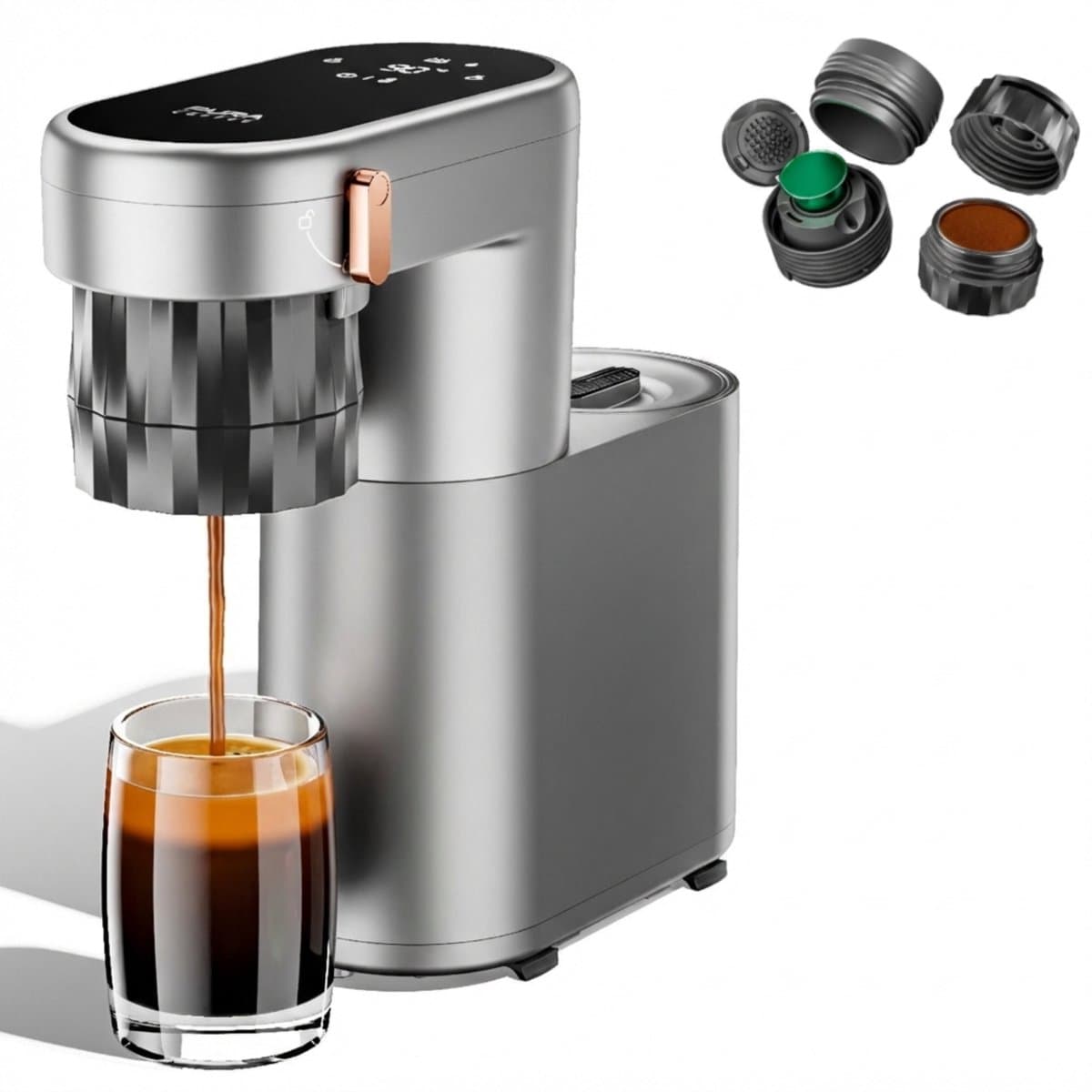 Pura Coffee C1 Pro - Compact & draagbare mini‑espressomachine - 20 bar, 3s instant heat - geschikt voor koffiepoeder & capsules — afbeelding 1