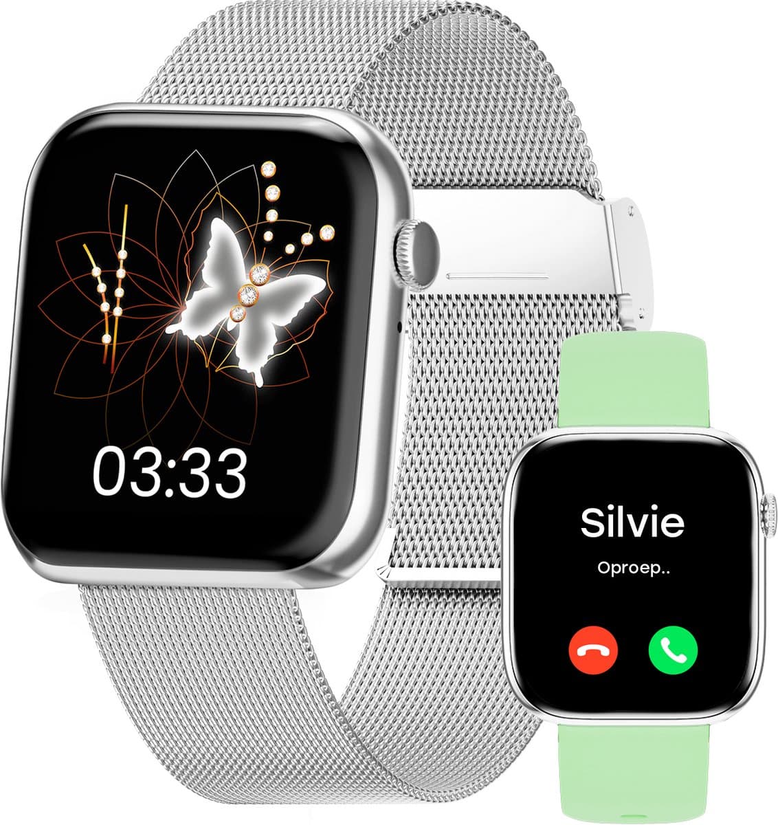 Bizoule Smartwatch Beso - Smartwatch Dames & Heren - Zilver - AMOLED Full HD Scherm - 40mm - Horloge met Belfunctie - Bloeddrukmeter - Stappenteller - Android en iOS — afbeelding 1