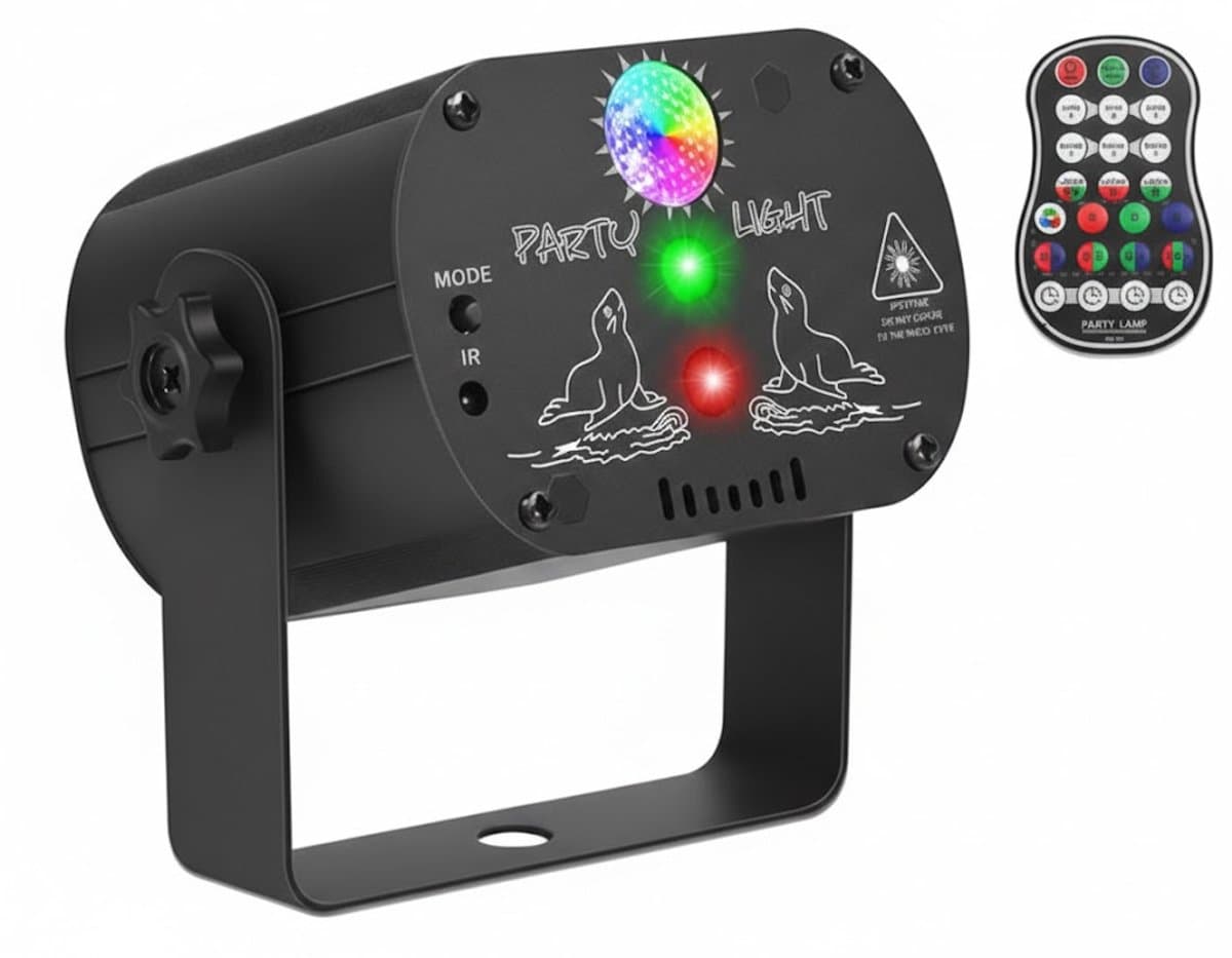 IMENGINE® Discolamp - DJ Laser Lichtshow – Party Lights - 60+ RGB Lichtpatronen – Geluidsreactief – LED & Strobe-effecten – Inclusief Afstandsbediening – Voor Feest, DJ, Podium & Dansvloer — afbeelding 1