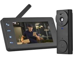 Premium - Draadloze videodeurbelcamera met monitor 4,3 IPS-scherm - Videodeurtelefoon - Camerakits voor Villa Home Office Appartement - Video intercomsysteem - Geschikt voor - Kleur of model - 30 - Zwart Scherm met camerafunctie