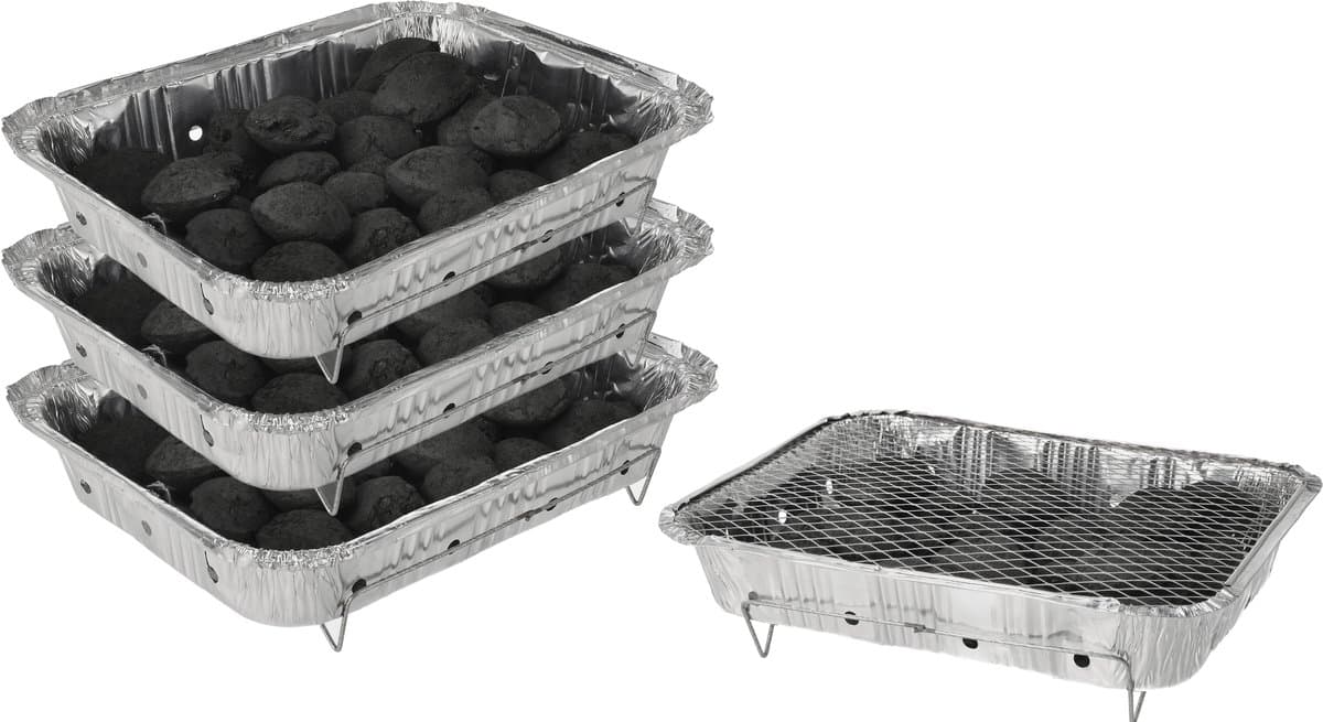 Wegwerp Barbecue met Houtskool – 3 Stuks – Instant BBQ voor Camping, Balkon of Picknick – Inclusief Rooster – Barbecue Accessoires – BBQ Kopen — afbeelding 1
