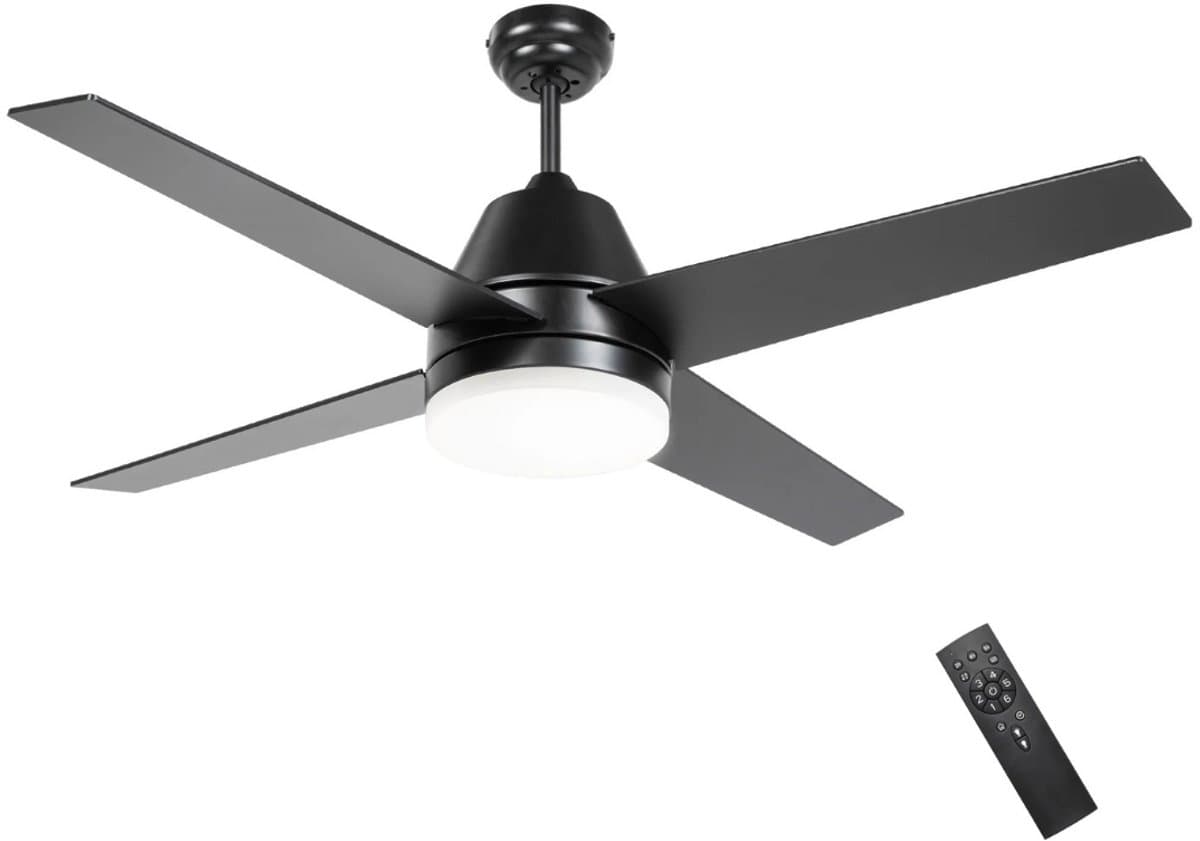 Livano Plafondventilator - Met Verlichting - Plafond Ventilator - Met Lamp - Plafonniere Met Ventilator - Met Licht - Zwart - 130cm — afbeelding 1