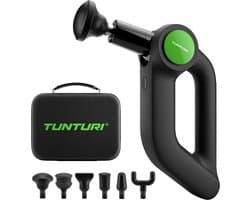 Tunturi MG70 Massage Gun Professioneel - Massage Pistool Met Verstelbare Kop - Massage Apparaat Met Multi Grip - Inclusief 6 Opzetstukken En Koffer - Extra Krachtig en Stil - Incl Gratis App