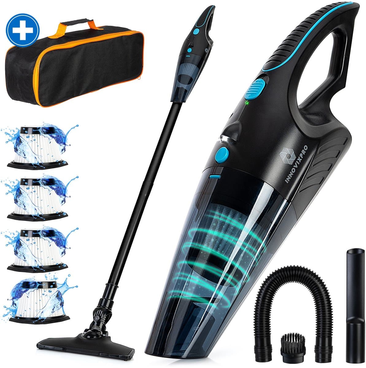 Innovixpro® Steelstofzuiger en Kruimeldief – Nat&Droog – Steelstofzuiger draadloos – 17000Pa – ExtremeZuigkracht – Incl 4 hepa filter – Steelstofzuiger – Jouw ultieme schoonmaakpartner – Handstofzuiger - Autostofzuiger– Nat&droog -InclusiefReistas — afbeelding 1