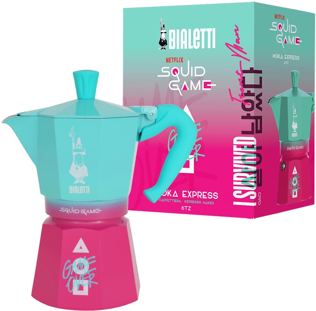 Italiaanse Koffiepot Bialetti Blauw Roze Aluminium Thermoplast 6 Kopjes — afbeelding 1