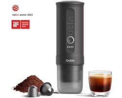 Outin - Draagbare Elektrische Espressomachine | Koffiezet apparaat voor Onderweg | Capsules & Gemalen Koffie | Portable Espresso Machine | Snelle Waterverwarming | 20 bar | Draagbare Koffiemachine | Reis & Camping Koffiezetapparaat | 12 volt