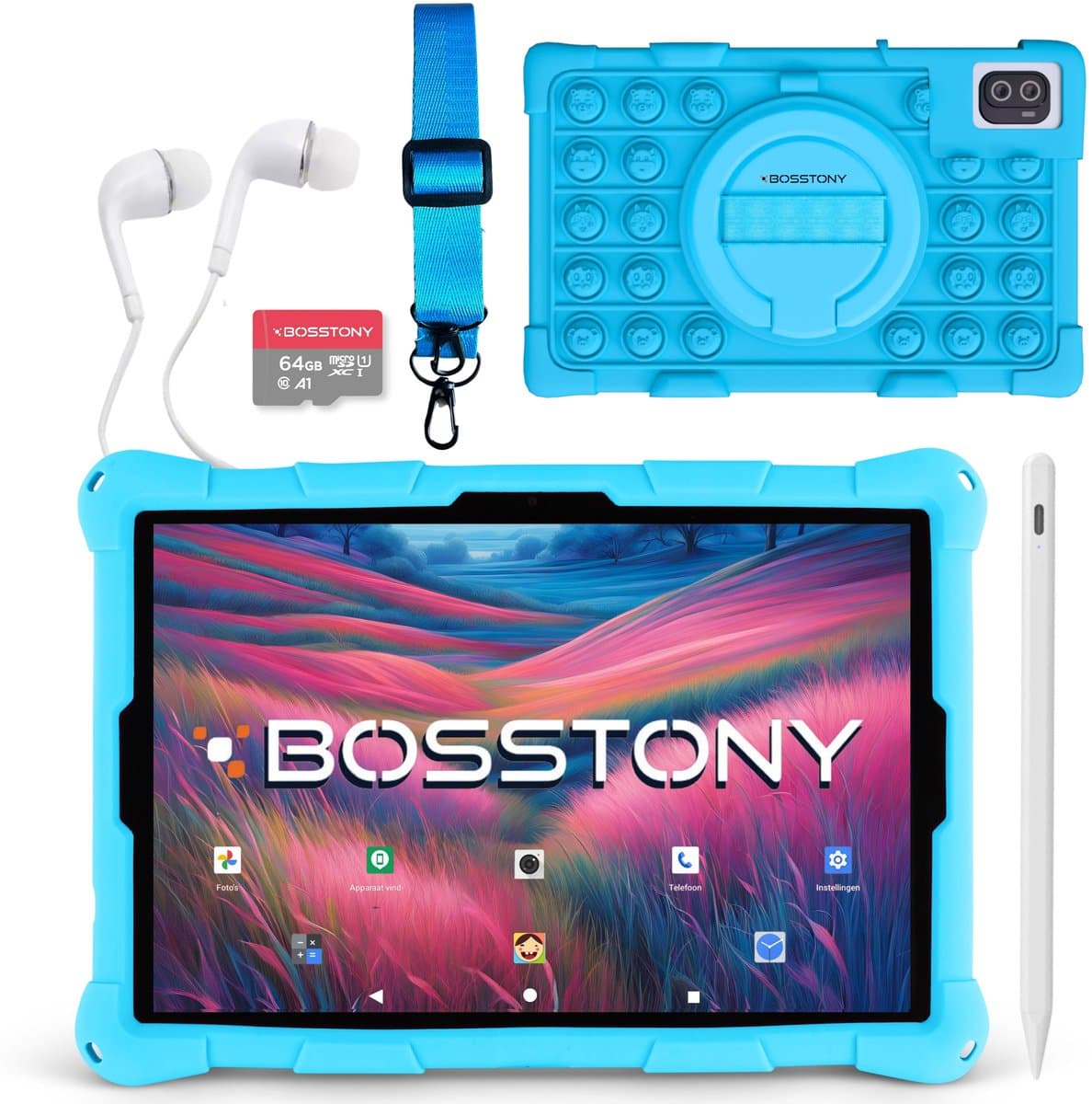 Bosstony Snelle Kids Tablet 10 inch - Ouderlijk Toezicht - 6000mAh Batterij - Android 13 - Incl Beschermpakket - Kindertablet vanaf 3 jaar — afbeelding 1
