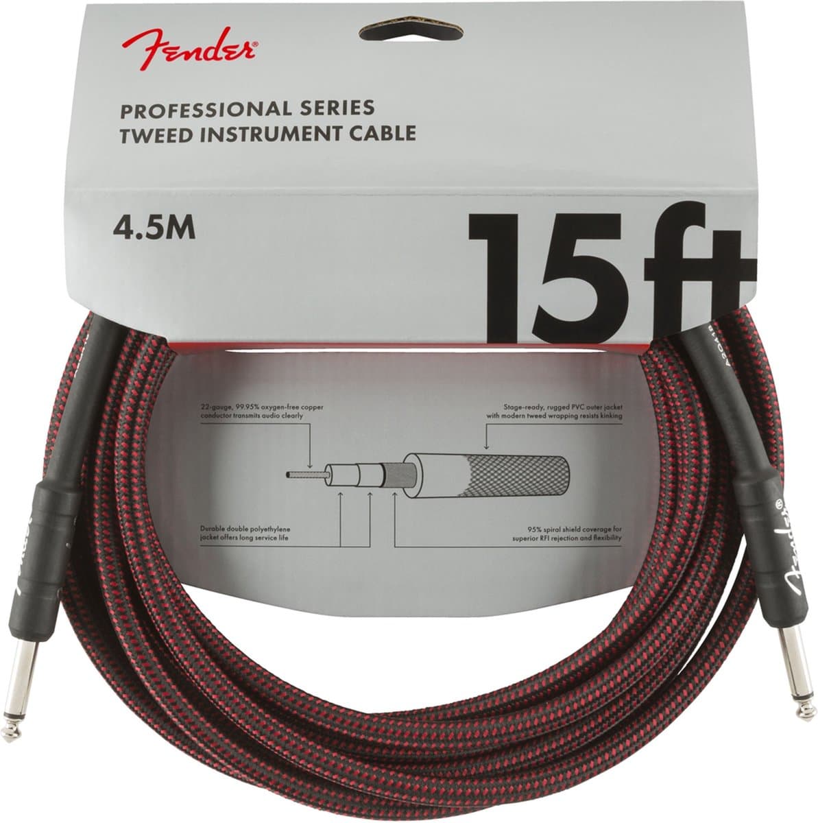 Fender Professional Series Instrument Cable 4.5m (Red Tweed) - Instrumentenkabel — afbeelding 1