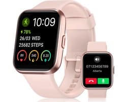 Maoo Maximize Smartwatch - Smartwatch Dames - Volledige Belfunctie - Hartslagmeter - Stappenteller - Multisport - Geschikt voor Android en iOS - Valentijn Cadeautje - Roze