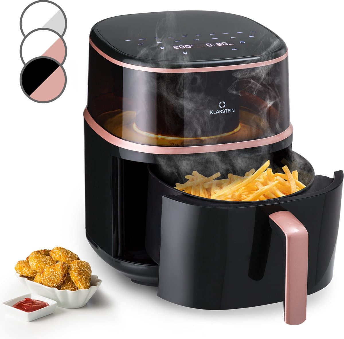 Klarstein Heteluchtfriteuse, XL Airfryer om te Frituren, Friteuse met Stoomfunctie, Temperatuurkeuze en 16 Programma’s, Airfryer voor Heteluchtfrituren, Heteluchtfriteuse zonder Olie 1500 W, 7,5 Liter — afbeelding 1