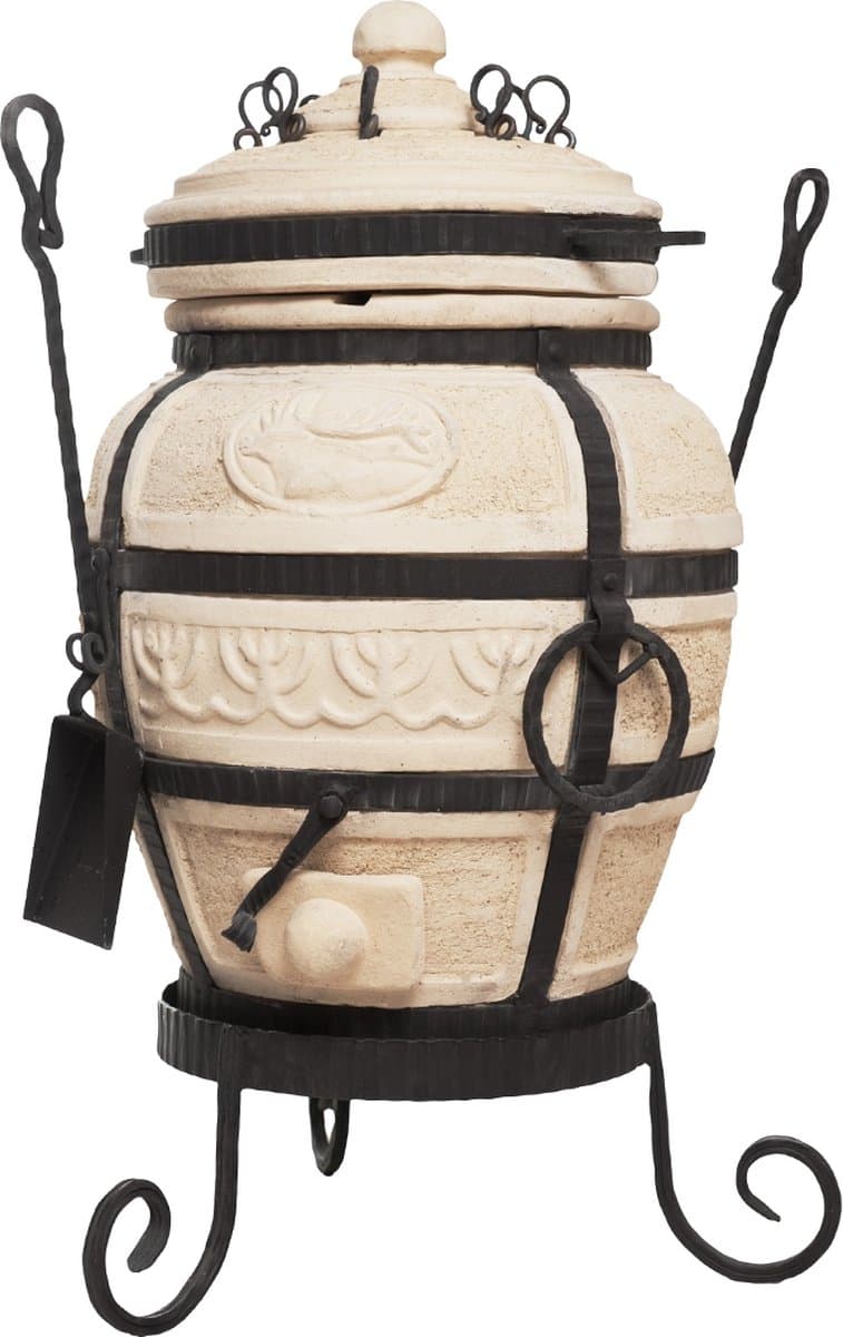 Keramische tandoor Don Sarmat - Multifunctionele Houtoven BBQ - Voor de Fijnproever! *** Met klapdeksel EN gietijzeren onderstel — afbeelding 1