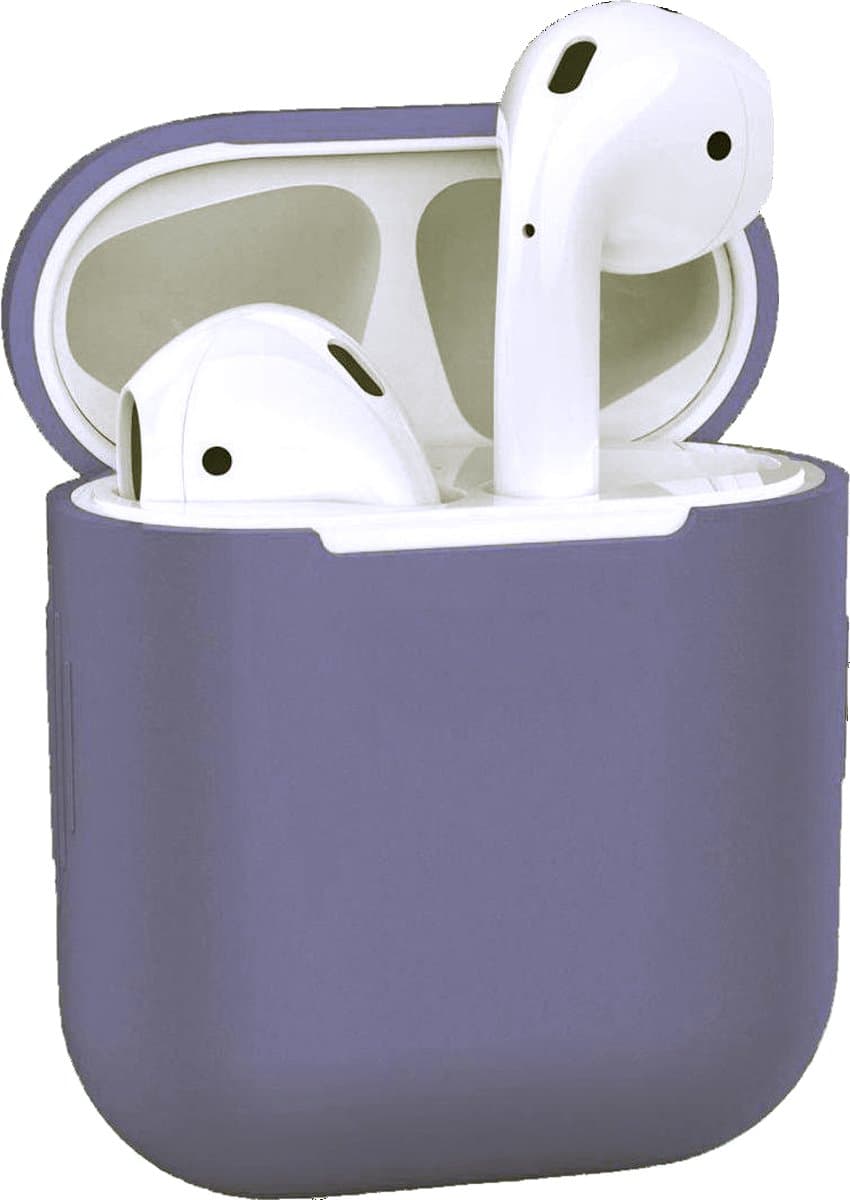 AirPods Hoesje voor Apple AirPods 1 & 2 – Blauwgrijs - Siliconen Beschermende Case — afbeelding 1