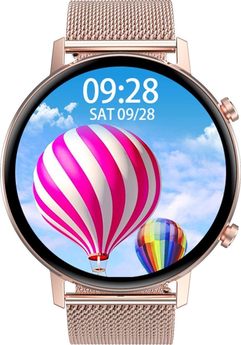 Belesy® Eighteen - Smartwatch Dames - Smartwatch Heren - Horloge - Full Circle - Super mooi scherm - 18 Wijzerplaten - Stappenteller - Bloeddruk - Mutli sport - Milanees - Staal - Goud - Moederdag — afbeelding 1