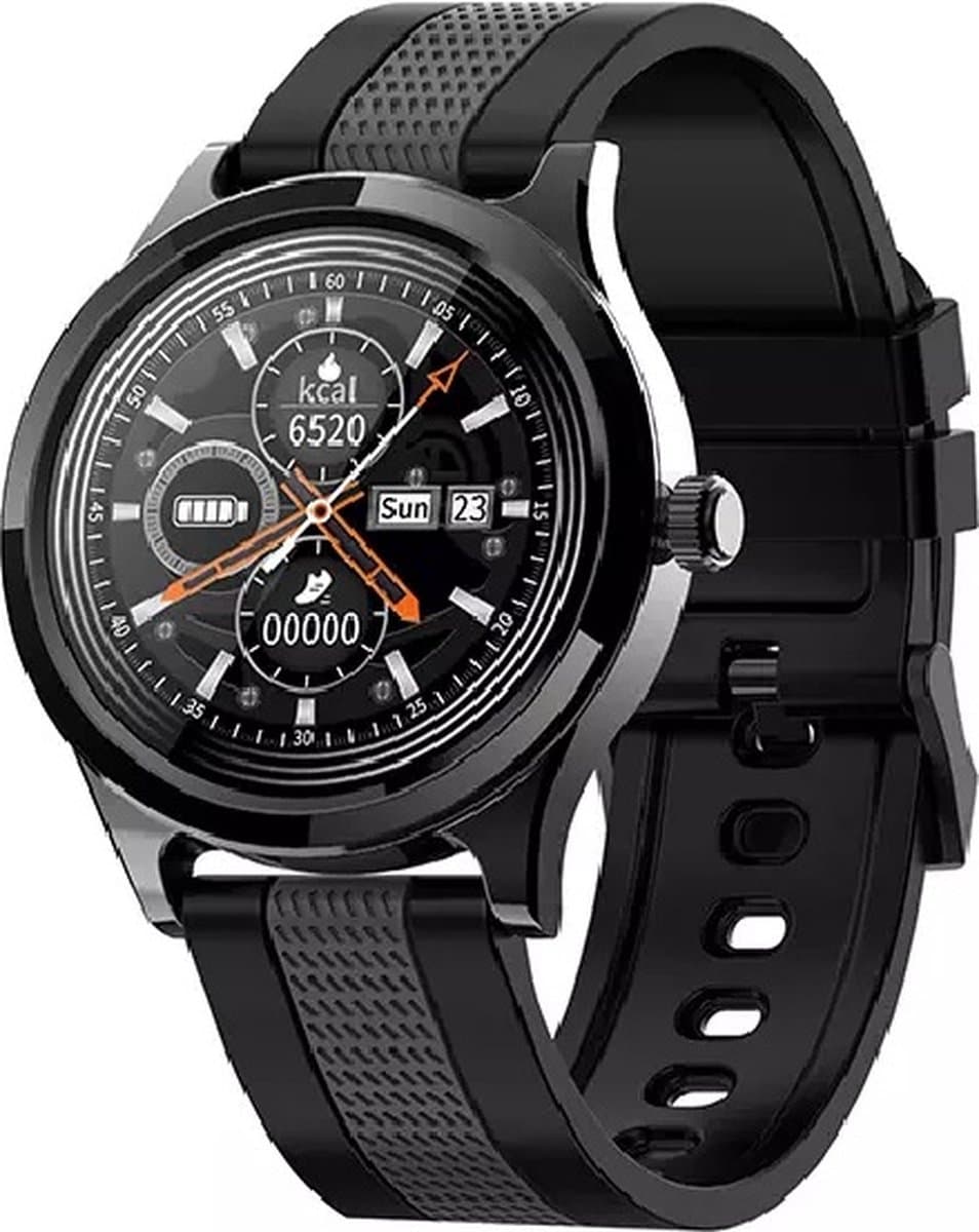 Darenci Smartwatch Majestic – Unisex Smartwatch met Touchscreen – Activity Tracker met Stappenteller, Bloeddrukmeter, Zuurstofmeter & Calorieënteller – Siliconen Band – Zwart/Grijs — afbeelding 1