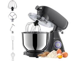 KitchenBrothers Keukenrobot - Keukenmachine - 6,2L Mengkom - 1800W - BPA-vrij - Keukenmixer - Aluminium - Antraciet