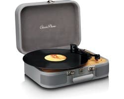 Classic Phono Retro Platenspeler - Vinyl Koffer met Bluetooth - Auto-stop - TT-116GY - Grijs